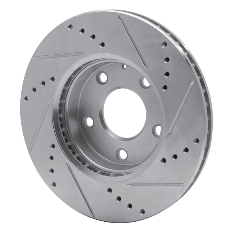Mazda CX-3 Brake Rotor (1) - Front Left - R1 Concepts - Drilled & Slotted - Silver - `14-`24